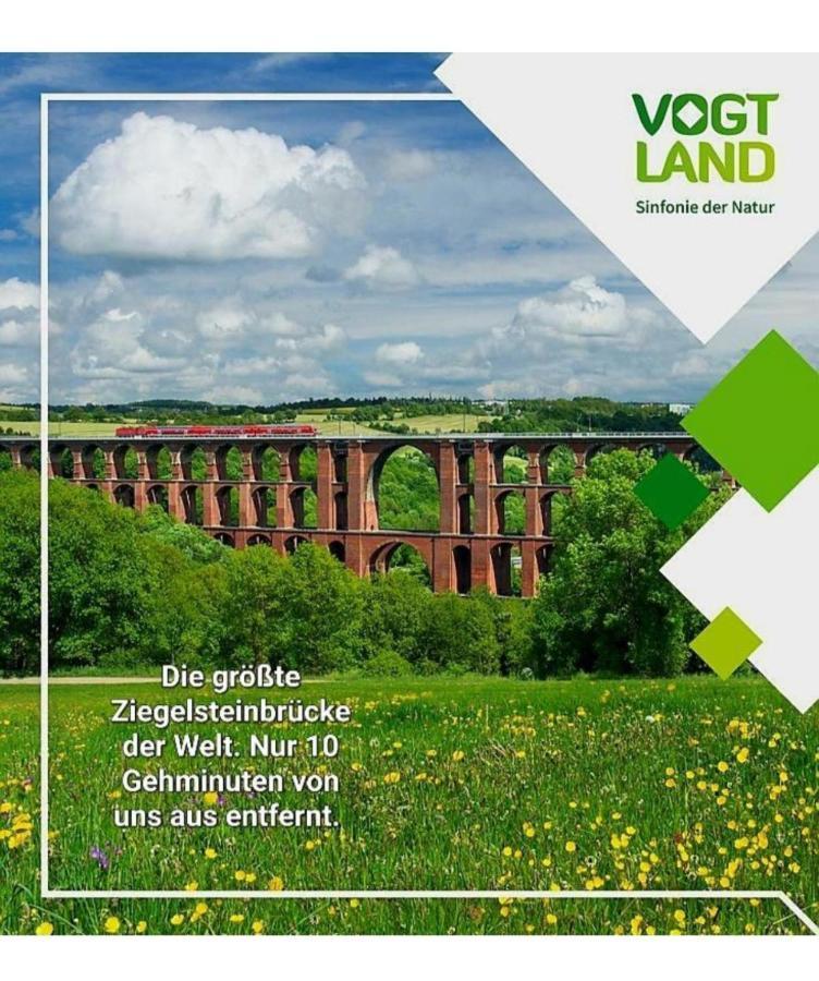 Ferienwohnung "Blick Mylau" - Naehe Freizeitpark Plohn & Weltgroesster Ziegelsteinbruecke Reichenbach im Vogtland Zewnętrze zdjęcie