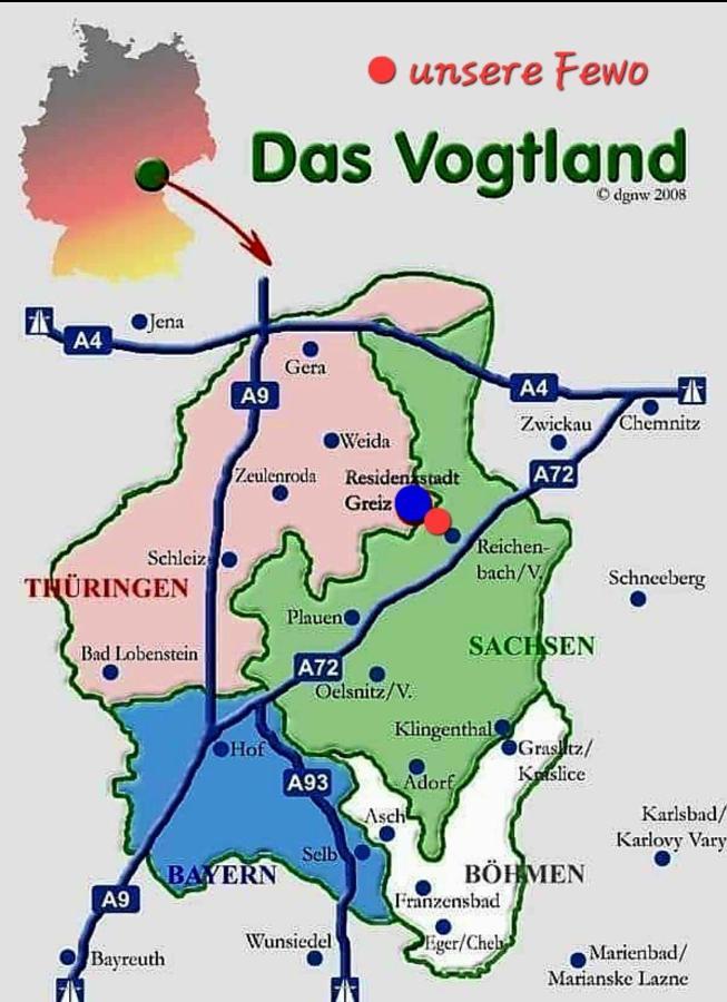 Ferienwohnung "Blick Mylau" - Naehe Freizeitpark Plohn & Weltgroesster Ziegelsteinbruecke Reichenbach im Vogtland Zewnętrze zdjęcie